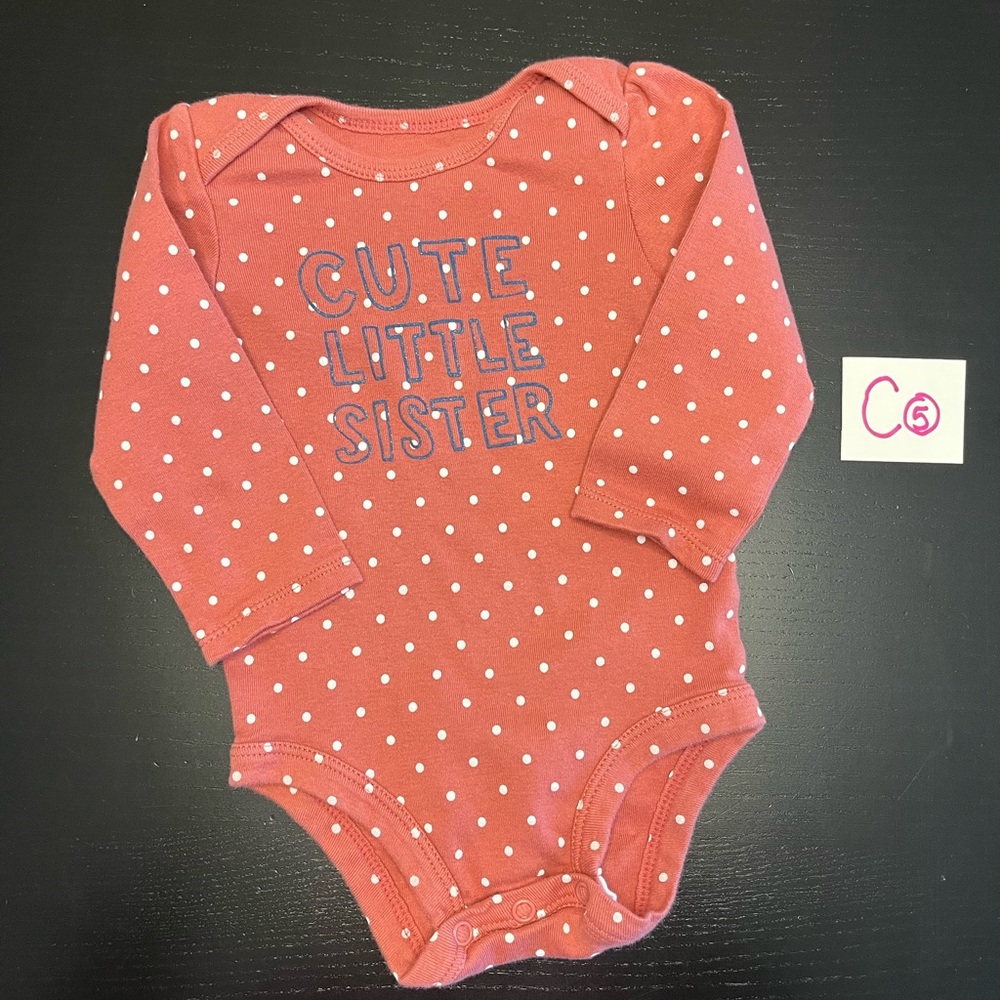 ⭐️5/$10.00⭐️ Carter’s 9m Little Sister Onesie